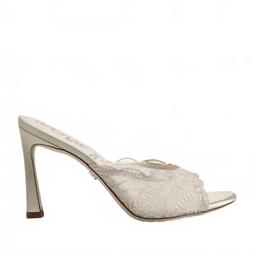 NEW SAM EDELMAN women's iva heeled mules in ivory
